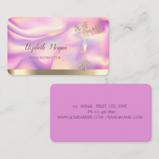 Ombre Holographic Tree Women Silhouette, Yoga Visitekaartje (Voorkant / Achterkant)