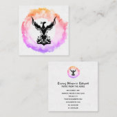 *~* Ombre Hot Pink Black Phoenix Ring of Fire Vierkante Visitekaartje (Voorkant / Achterkant)