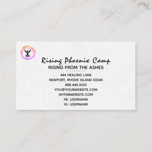 *~* Ombre Hot Pink Ring van Fire Black Phoenix Visitekaartje (Achterkant)