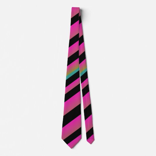 Ombre Hot Roze regenboog Multi Diagonale Stripes Stropdas (Voorkant)