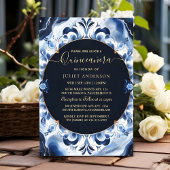 Ombre ivoor Ice Sky Gold Royal Blue Quinceanera Kaart