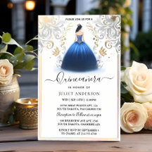 Ombre ivoor Ice Sky Gold Royal Blue Quinceanera