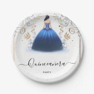 Ombre ivoor Ice Sky Gold Royal Blue Quinceanera Papieren Bordje