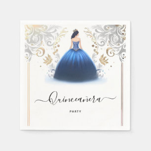 Ombre ivoor Ice Sky Gold Royal Blue Quinceanera Servet