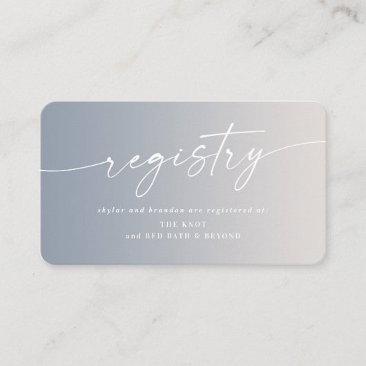 Ombre Ivory & Blue Wedding Shower-cadeauregistrati Informatiekaartje (Voorkant)