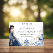 Ombre Ivory Ice Sky Gold Royal Blue Quinceaner Save The Date