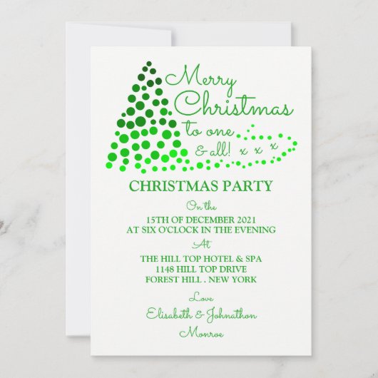 Ombré kerstboom, kerstfeest uitnodiging (Voorkant)