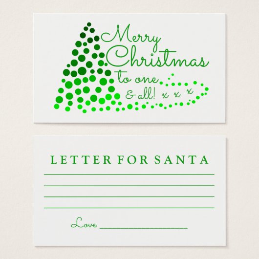 Ombré kerstboom, Letter for Santa Visitekaartje (Voorkant /achterkant)