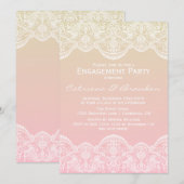 Ombre Lace Pattern Sunset Verloving Invitation Kaart (Voorkant / Achterkant)