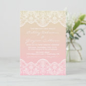 Ombre Lace Pattern Sunset Wedding Invitation Kaart (Staand voorkant)