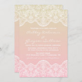 Ombre Lace Pattern Sunset Wedding Invitation Kaart (Voorkant / Achterkant)