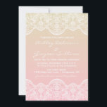 Ombre Lace Pattern Sunset Wedding Invitation Kaart<br><div class="desc">Ombre Lace Pattern Sunset Wedding Invitation Feminine en moderne uitnodiging met zonnebrand ombre/gradiënt met Marokkaanse kant patroon.</div>