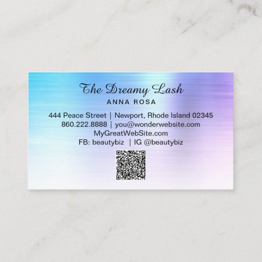 *~* OMBRE Lashes QR Brows Extensions glitter Visitekaartje (Achterkant)