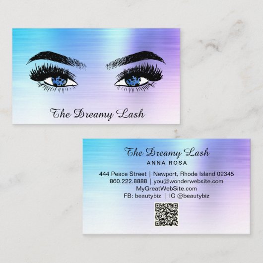 *~* OMBRE Lashes QR Brows Extensions glitter Visitekaartje (Voorkant / Achterkant)