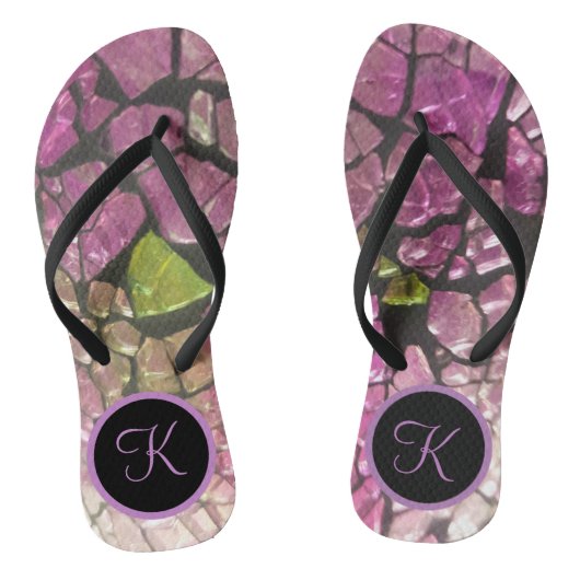Ombre Lavendel Mozaïek Monogram Teenslippers (Voetbed)