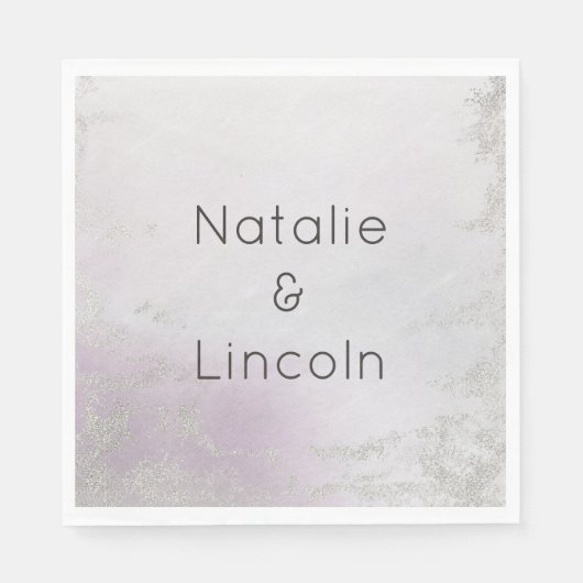 Ombre Lavendel Paarse Luxe Bruiloft Monogram Diner Servet (Voorkant)