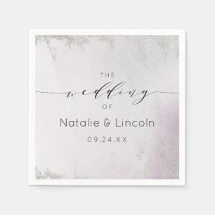 Ombre Lavendel Paarse Zilveren Folie Bruiloft Mono Servet