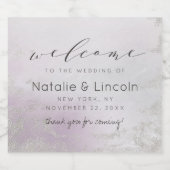 Ombre Lavendel Paarse Zilveren Folie Bruiloft Welk Likeurfles Etiket (Enkel label)