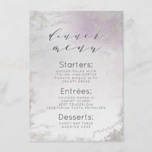 Ombre Lavendel Paarse Zilveren Folie Frosted Diner Menu