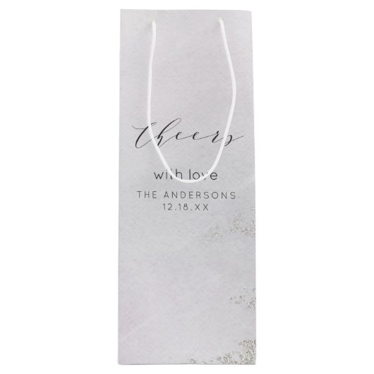 Ombre Lavendel Paarse Zilveren Folie Proost Bruilo Wijn Cadeautas (Voorkant)