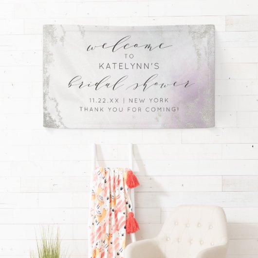 Ombre Lavendel Paarse zilveren Vrijgezellenfeest W Spandoek (Insitu)