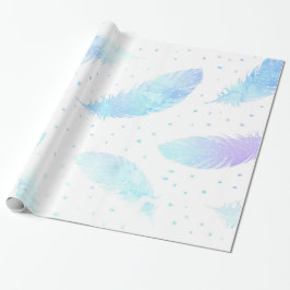 *~* Ombre Lavender Feathers op White Cadeaupapier