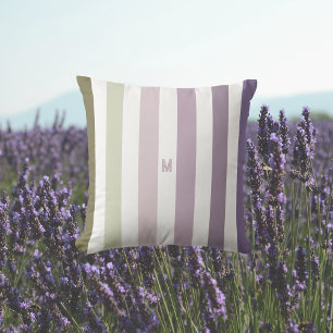 Ombre Lavender Field Strip & Personalized Monogram Buitenkussen