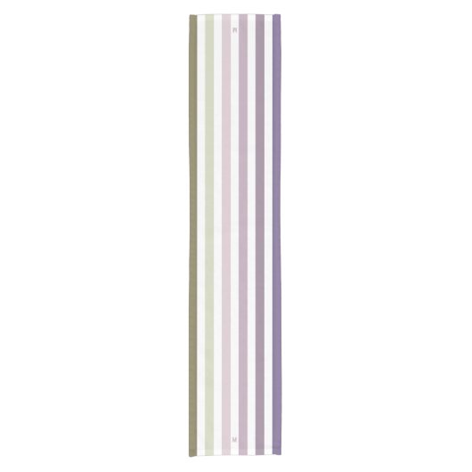 Ombre Lavender Field Stripe & Personal Monogram Korte Tafelloper (Voorkant)