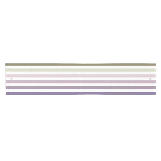 Ombre Lavender Field Stripe & Personal Monogram Korte Tafelloper (Horizontaal)