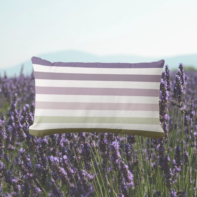 Ombre Lavender Field Stripes Paars & Olive Green Buitenkussen (Creator heeft geüpload)