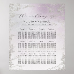 Ombre Lavender Paars Wedding Table Seating Chart Poster