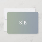 Ombre Leaf Green & Dusty Blue Wedding Meal Choice RSVP Kaartje (Achterkant)
