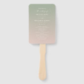 Ombre Leaf Green & Pink Wedding Ceremony Programme Handwaaier (Voorkant)