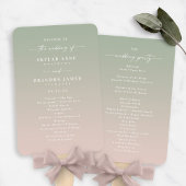 Ombre Leaf Green & Pink Wedding Ceremony Programme Handwaaier