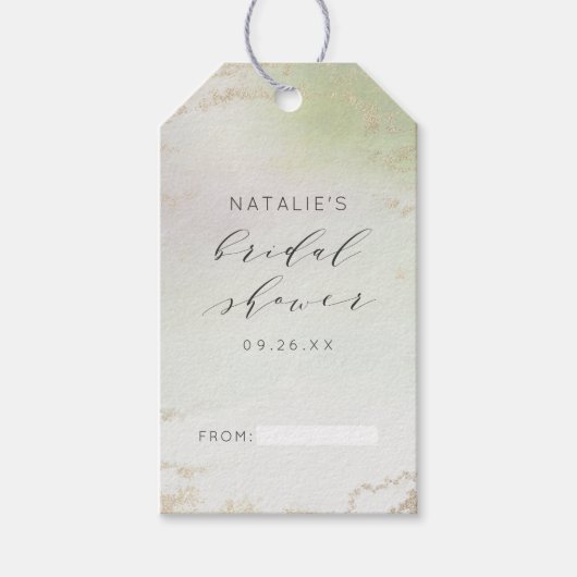 Ombre Lente Groen Gouden Folie Bruids Display Douc Cadeaulabel (Voorkant)