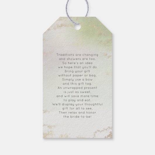 Ombre Lente Groen Gouden Folie Bruids Display Douc Cadeaulabel (Achterkant)