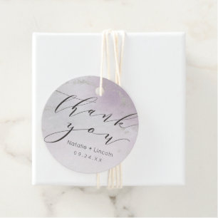 Ombre licht Paarse zilveren folie script dank u Bedankjes Labels