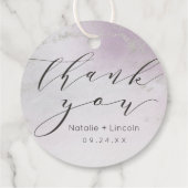 Ombre licht Paarse zilveren folie script dank u Bedankjes Labels (Achterkant)