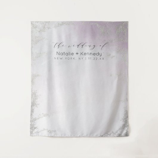 Ombre licht paarse zilveren fotocabine achtergrond wandkleed (Voorkant)