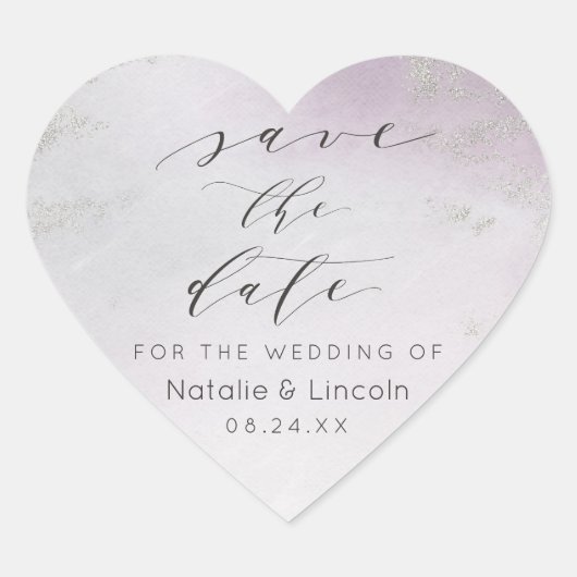 Ombre Licht Paarse Zilverfolie Frost Bewaar de dat Hart Sticker (Voorkant)