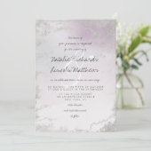 Ombre Light Paars Silver Foil Frosted Wedding Kaart (Staand voorkant)