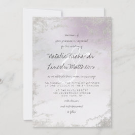 Ombre Light Paars Silver Foil Frosted Wedding Kaart