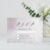 Ombre Light Paars Silver Foil Frosted Wedding RSVP Kaartje (Staand voorkant)