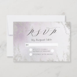 Ombre Light Paars Silver Foil Frosted Wedding RSVP Kaartje