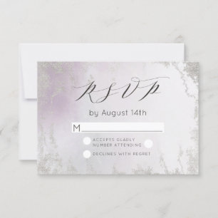 Ombre Light Paars Silver Foil Frosted Wedding RSVP Kaartje