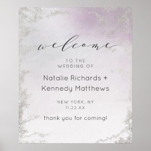Ombre Light Paars Silver Wedding Welcome Sign Poster