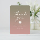 Ombre Lily Green & Dusty Roos Pink Wedding Bedankkaart (Staand voorkant)