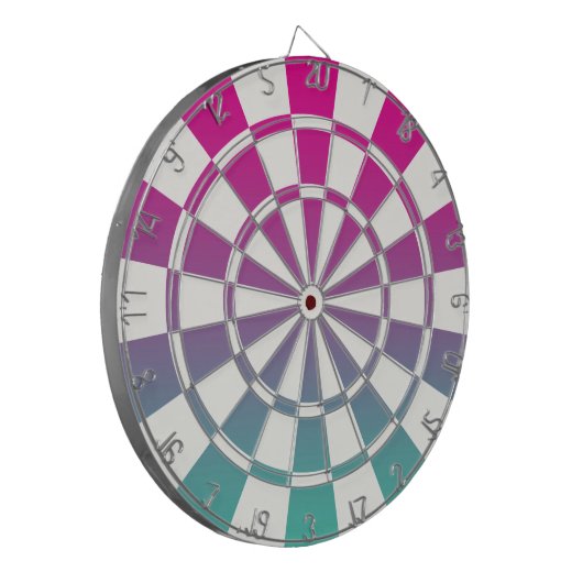 Ombre magenta Paars Blauwgroen en wit Dartbord (Voorkant Links)