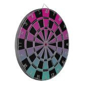 Ombre magenta Paars Blauwgroen en zwart Dartbord (Voorkant Links)