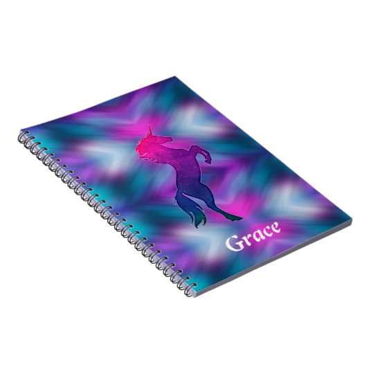 Ombre Magical Unicorn Personalized Notitieboek (Rechterzijde)